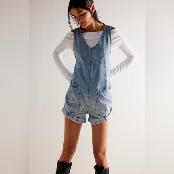 FREE PEOPLE HIGH ROLLER SHORTALL - BRIGHT EYES 9905 B1729 - Picture 2 of 7